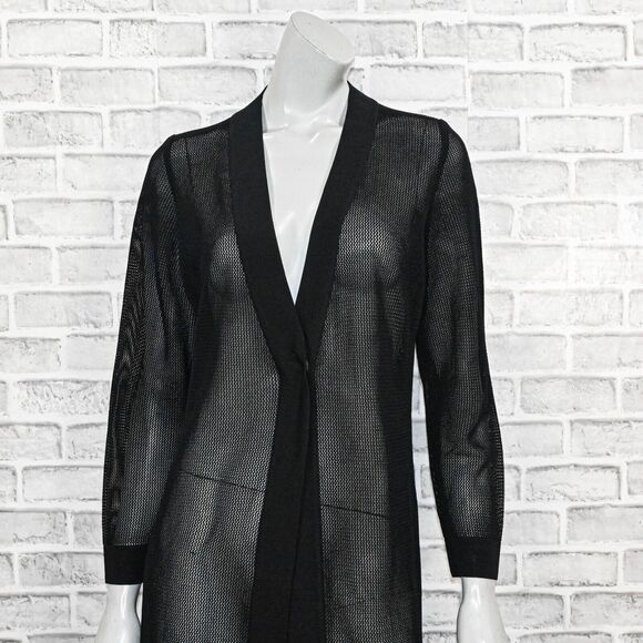 Exclusively MISOOK Women's Black Mesh Long Cardigan Jacket top Size Small - Picture 6 of 10